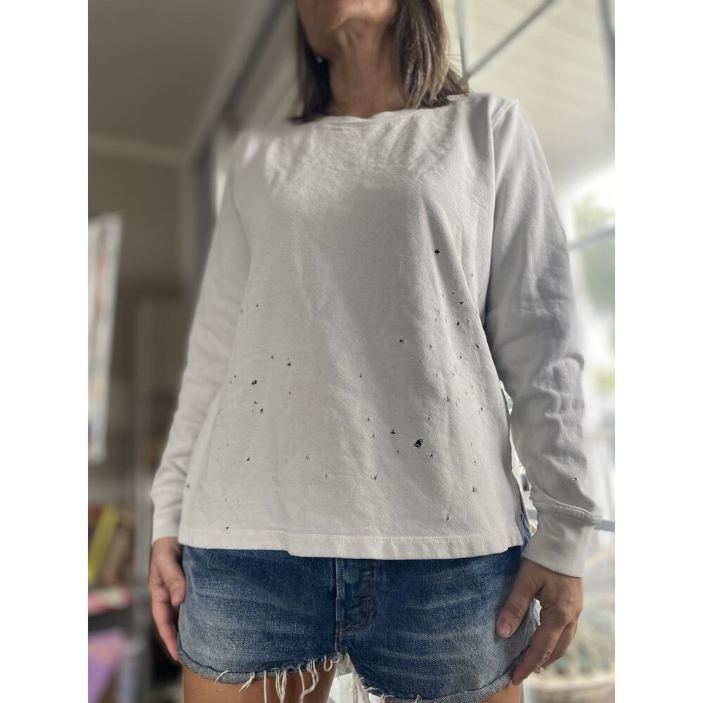 Cotton Citizen Milan Crew Sweatshirt Gray Distressed Medium